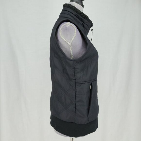 Prana Vest Womens Small Black Quilted Full Zip Sherpa Lined Mock Neck Zip Pocket - Picture 5 of 16